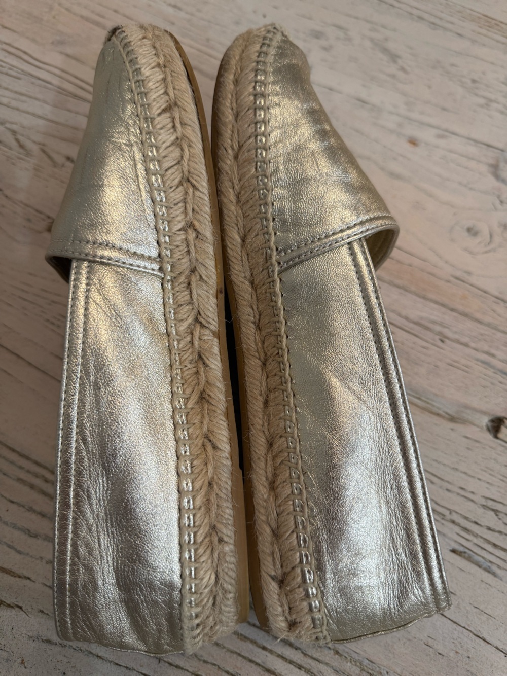 Yves Saint Laurent Gold Leather Monogram Espadrilles size 37.5 - Picture 6 of 15
